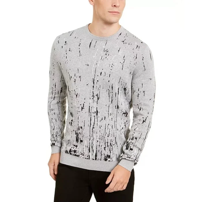 Timeless Style Alfani Men's Paint Splatter Crewneck Sweater Grey Size XX-Large