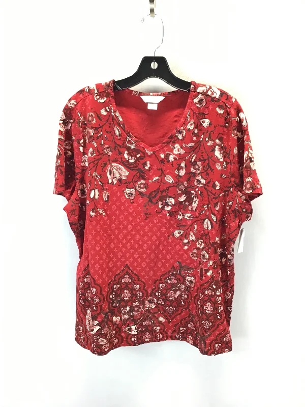 Timeless Comfort Top Short Sleeve By Cj Banks In Red, Size: 1x