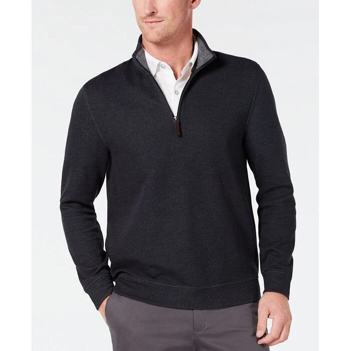 High-end Fabrics Tasso Elba Men's 1/4-Zip Sweater Black Size Small