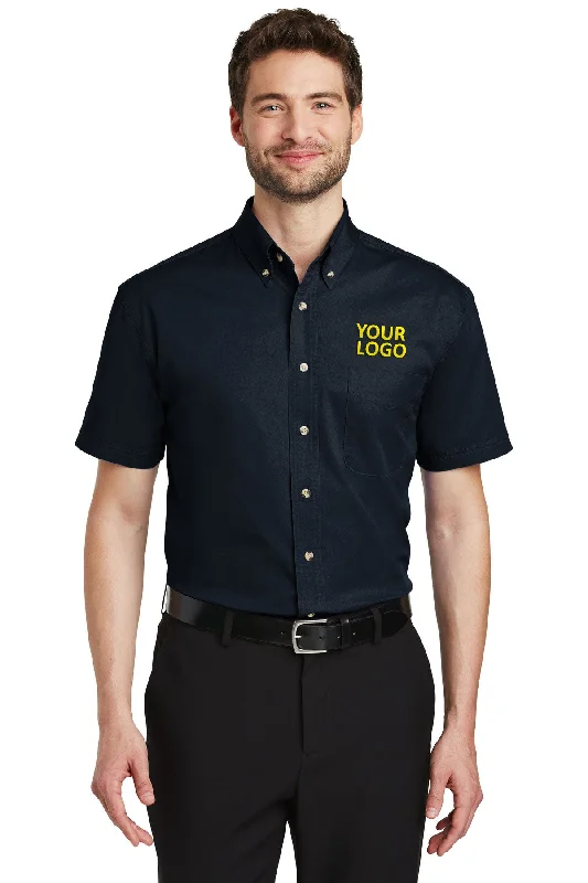 Easy Chic Wear Port Authority Short Sleeve Custom Twill Shirts, Classic Navy