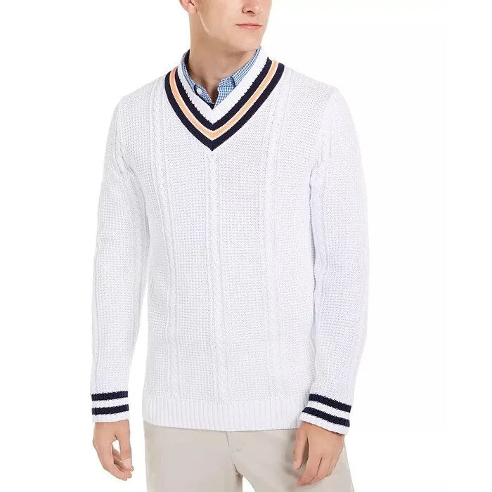 Spiritual Vitality Club Room Men's Textured Cricket Sweater White Size Large
