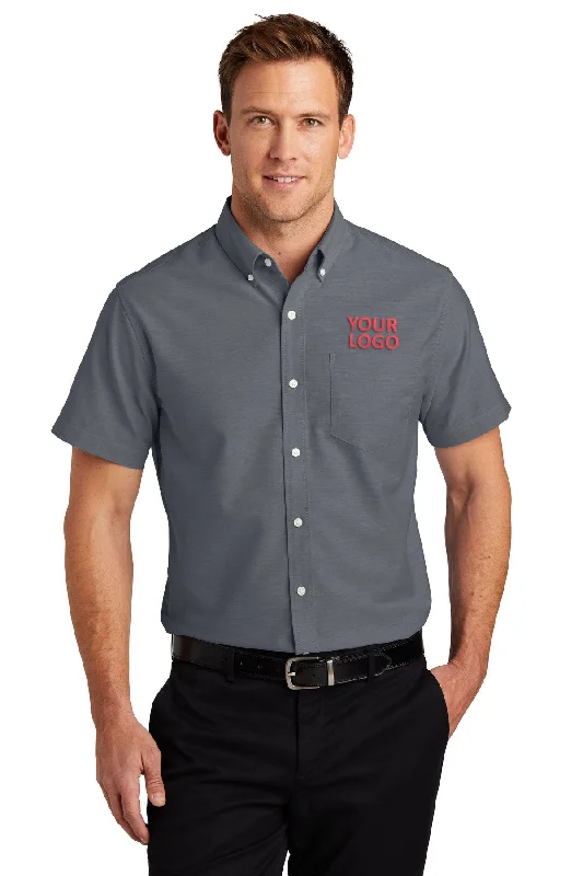 Casual And Casual Port Authority Short Sleeve SuperPro Custom Oxford Shirts, Black