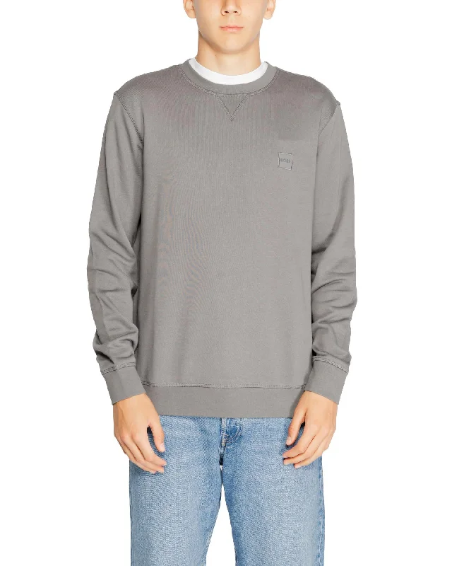 Eye-catching Personality Boss Green Patch Crew Sweat Sweatshirt for Men Medium Grey Eye-catching Personality Boss Green Patch Crew Sweat Sweatshirt for Men Medium Grey