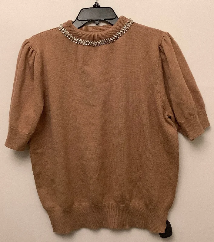 Unique Fashion Top Short Sleeve By She + Sky In Brown, Size: Xl