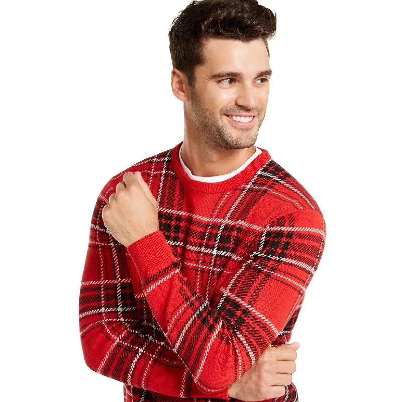 Wandering freely Charter Club Men's Plaid Family Sweater Red - Size Small
