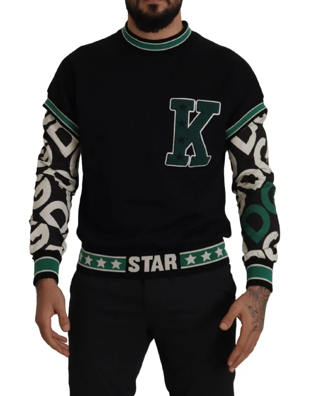 Dolce & Gabbana Regal Crewneck Pullover Sweater - Black & Men's Green