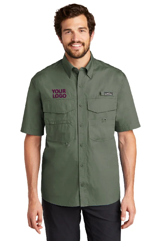 Everyday Style Eddie Bauer Short Sleeve Branded Fishing Shirts, Seagrass Green