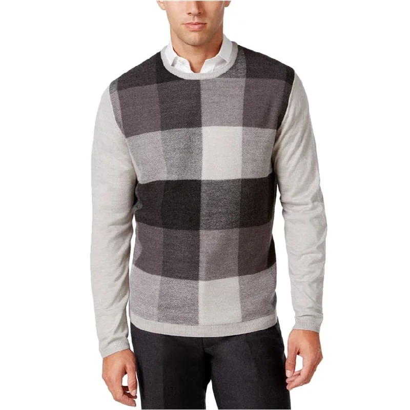 Ryan Seacrest Mens Plaid-Front Pullover Sweater