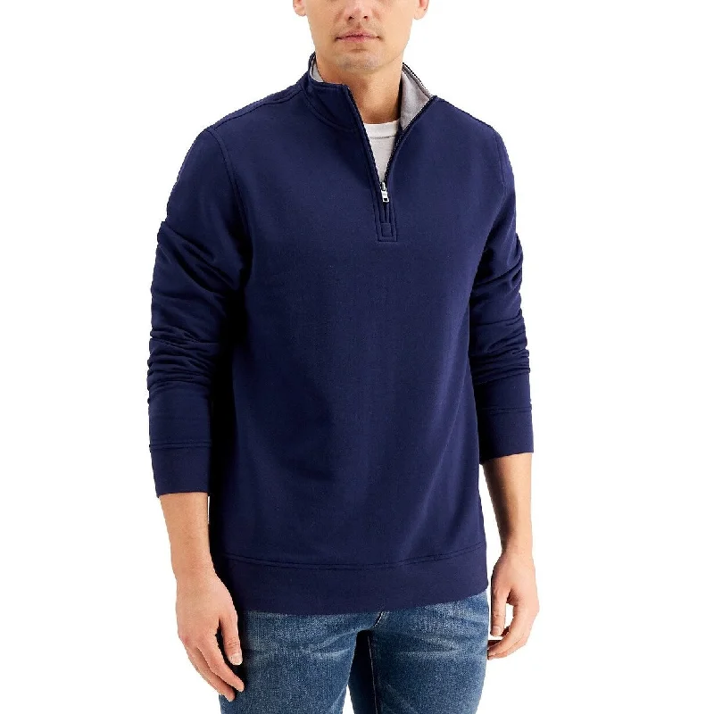 Light Dressing Club Room Men's Stretch 1/4-Zip Fleece Sweatshirt Blue Size Large