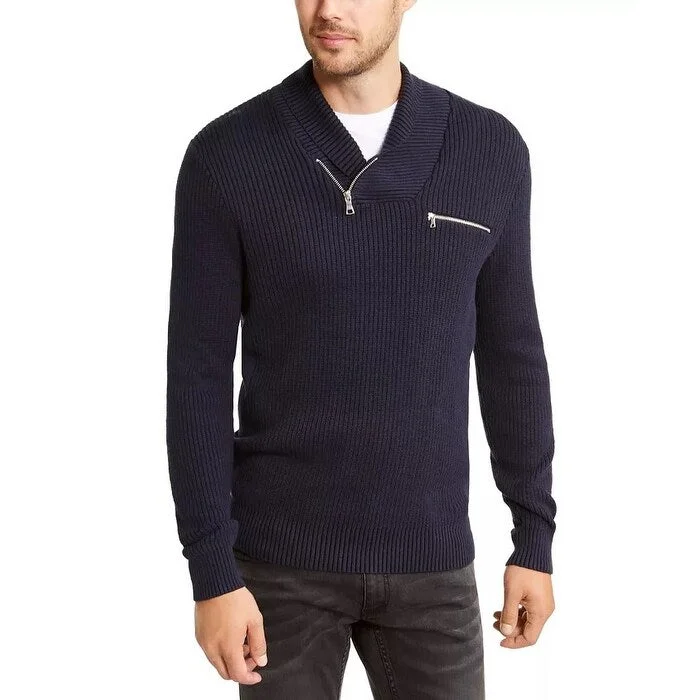 Elegant And Charming INC International Concepts Men's Shawl Collar Zip Sweater Blue Size XL - X-Large Elegant And Charming INC International Concepts Men's Shawl Collar Zip Sweater Blue Size XL - X-Large