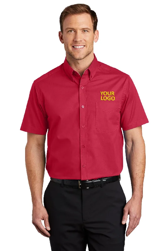 Spiritual Vitality Port Authority Tall Short Sleeve Custom Easy Care Shirts, Red/ Light Stone Spiritual Vitality Port Authority Tall Short Sleeve Custom Easy Care Shirts, Red/ Light Stone
