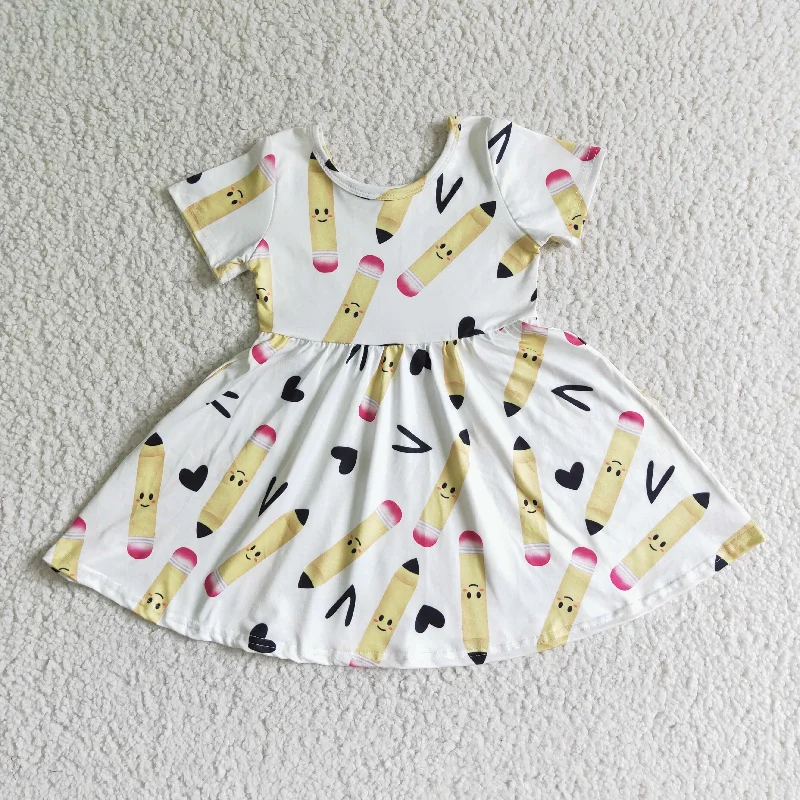 Trendy Layers GSD0089 Back To School Yellow Pencil Girls Short Sleeve Dresses