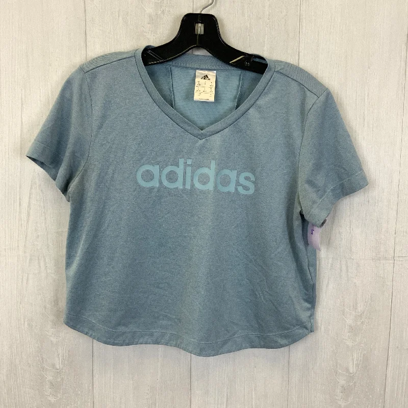 High-quality Design Athletic Top Short Sleeve By Adidas In Blue, Size: S