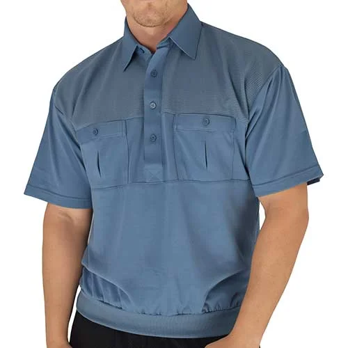 Classics by Palmland Two Pocket Knit Short Sleeve Banded Bottom Shirt 6010-656 Big and Tall Marine