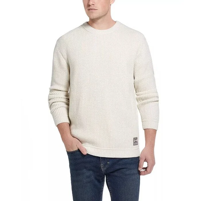 Floral Prints Weatherproof Vintage Men's Stitched Sweater Beige Size X-Large