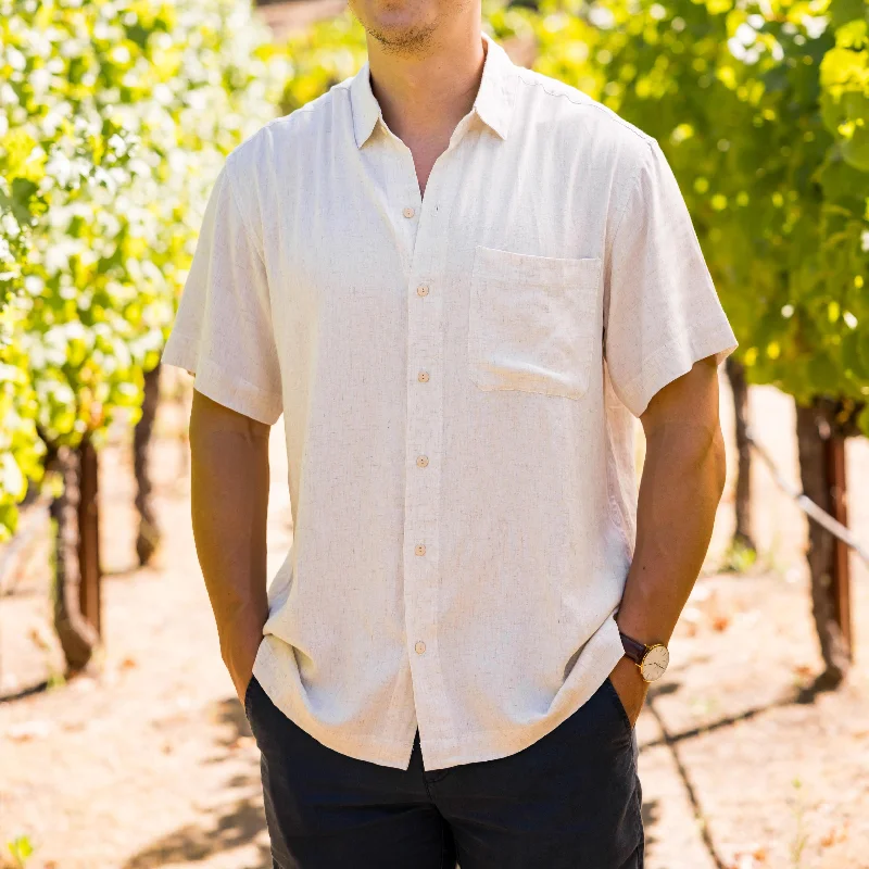 Elegant And Elegant The Taste Maker - Short Sleeve Linen Blend Shirt