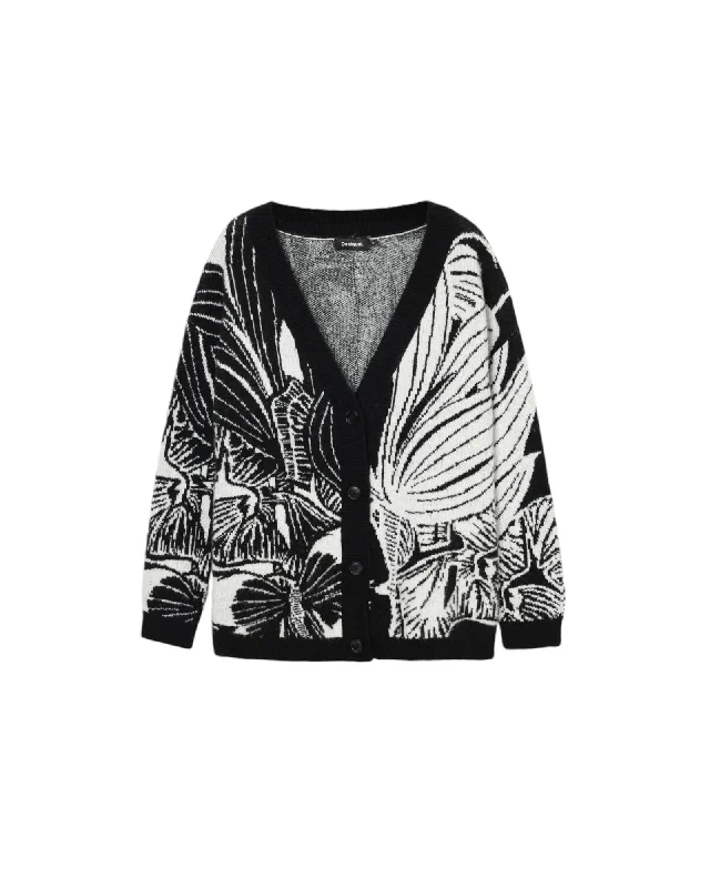 Warm And Comfortable Desigual  Women's Floral Print Cardigan Black