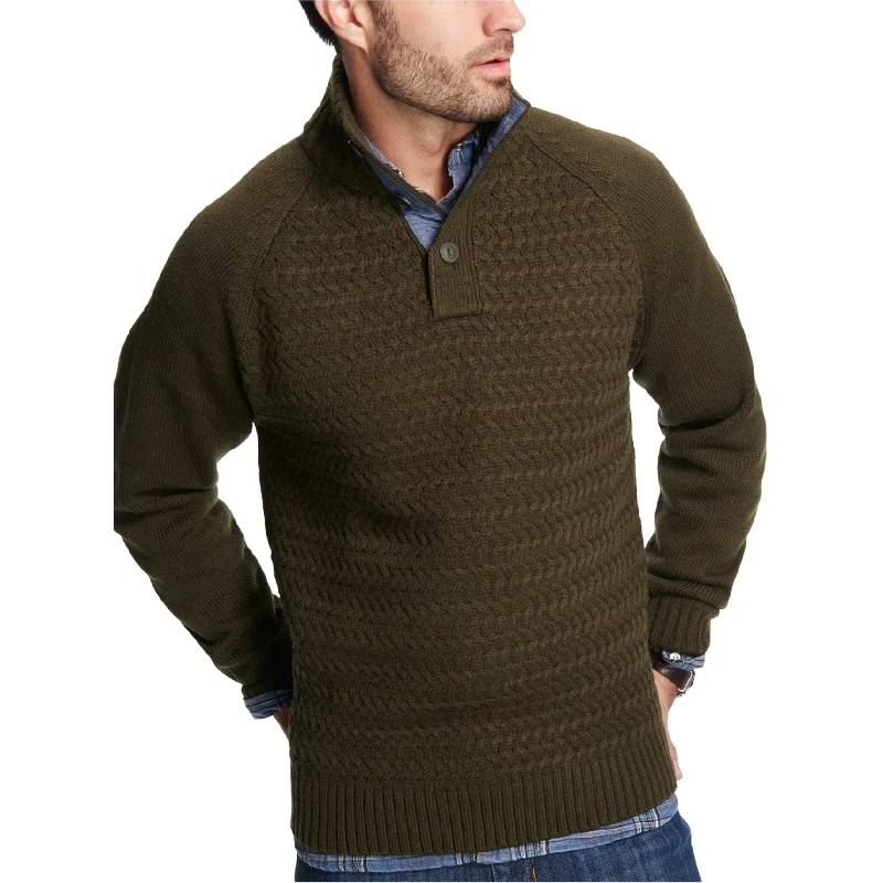 Weatherproof Mens Basket-Stitch Pullover Sweater, Green, Small