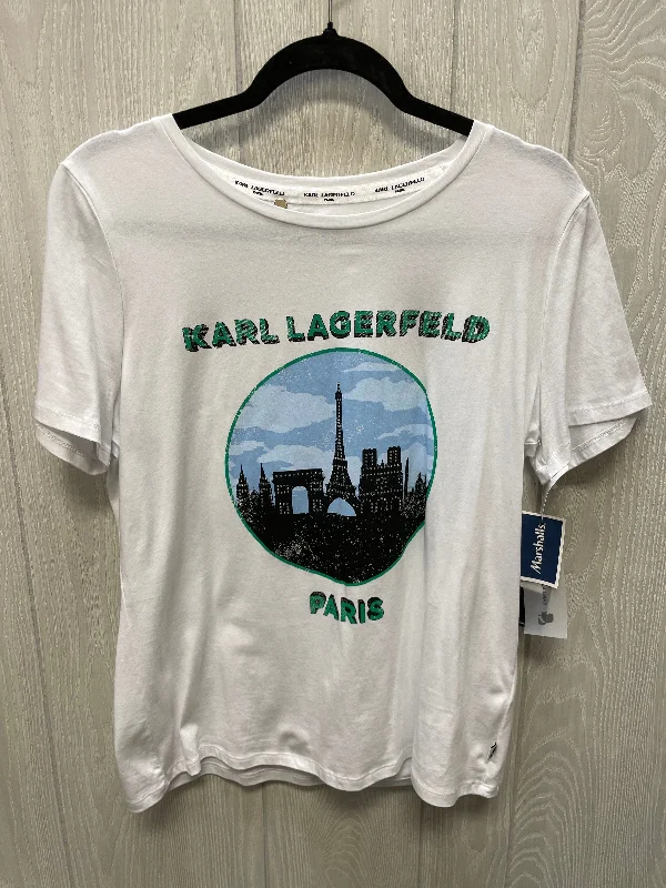 Quality Tailoring Top Short Sleeve By Karl Lagerfeld In White, Size: M