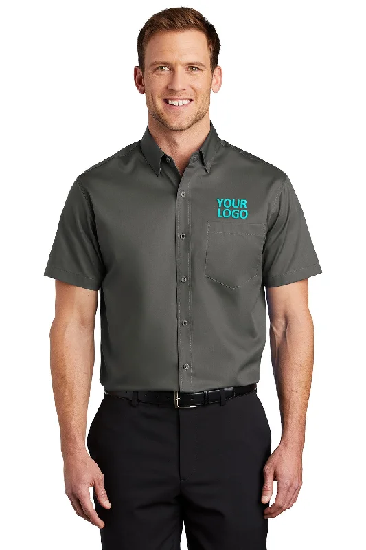 Fresh And Natural Port Authority Short Sleeve SuperPro Custom Twill Shirts, Sterling Grey Fresh And Natural Port Authority Short Sleeve SuperPro Custom Twill Shirts, Sterling Grey