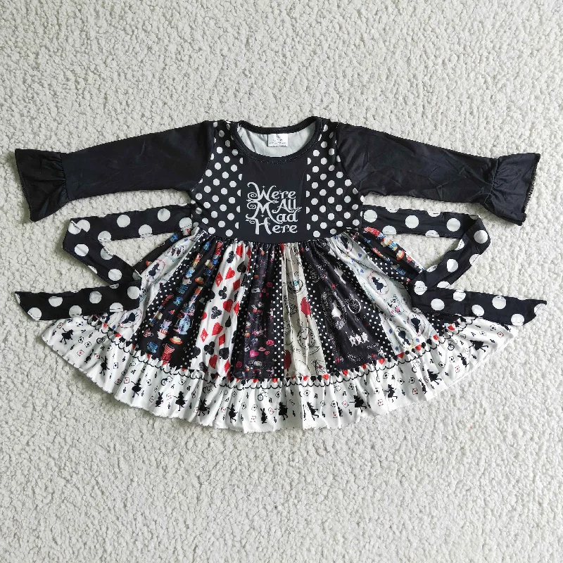 Elegant Dressing Clearance 6 A12-11 Halloween Black Cartoon Girls Belt Patchwork Sleeveless Dresses