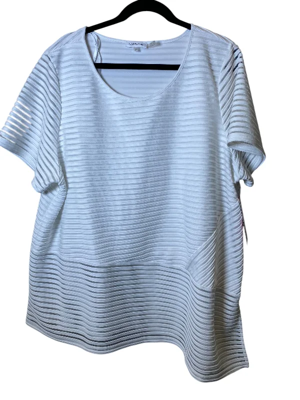 Chic Lounge Top Short Sleeve By Calvin Klein In White, Size: 2x