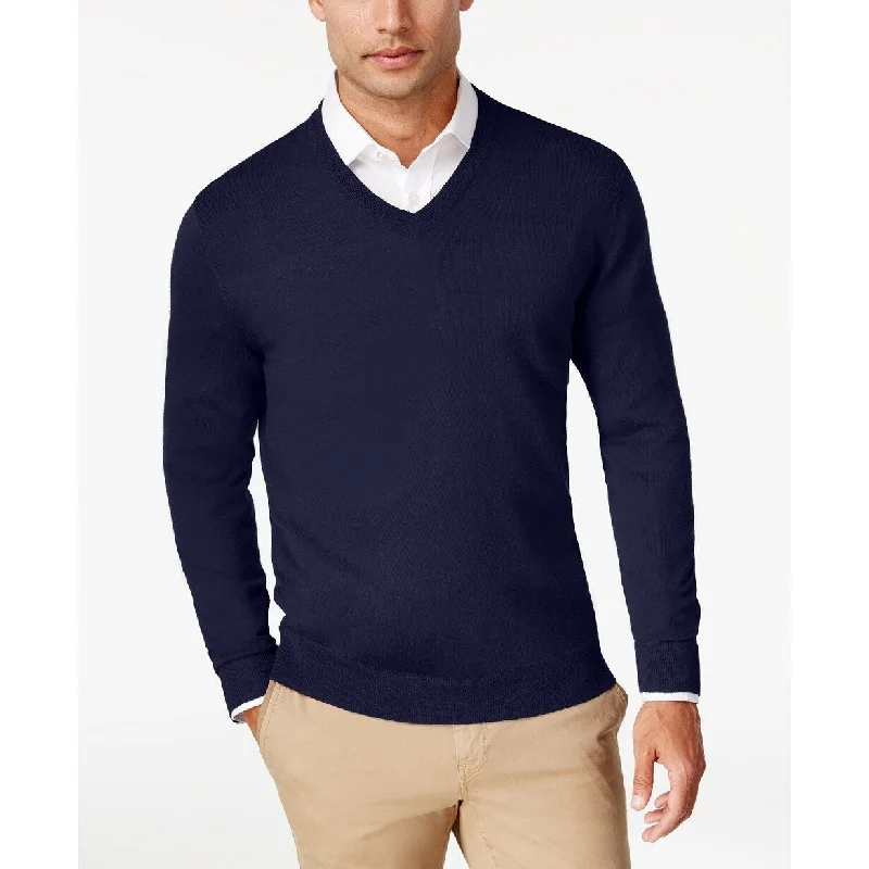 Sporty Wear Club Room Men's Merino Performance V-Neck Sweater Navy Size 2 Extra Large Sporty Wear Club Room Men's Merino Performance V-Neck Sweater Navy Size 2 Extra Large