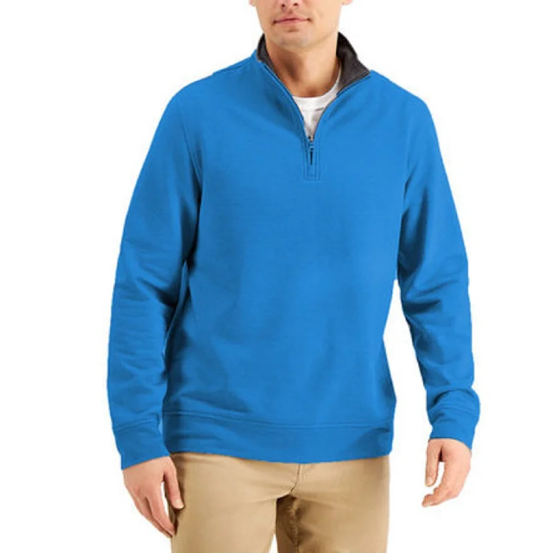 Comfortable And Versatile Club Room Men's Stretch 1/4-Zip Fleece Sweatshirt Med Blue Size Small Comfortable And Versatile Club Room Men's Stretch 1/4-Zip Fleece Sweatshirt Med Blue Size Small