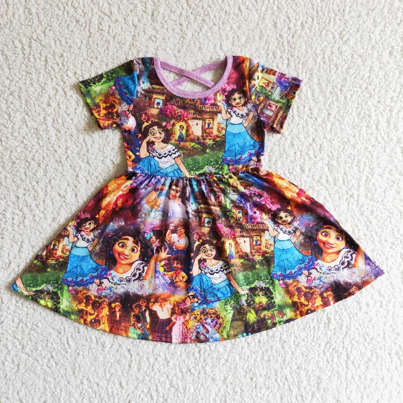 Breathable Design Clearance GSD0013 Purple Princess Cartoon Girls Short Sleeve Dresses Breathable Design Clearance GSD0013 Purple Princess Cartoon Girls Short Sleeve Dresses
