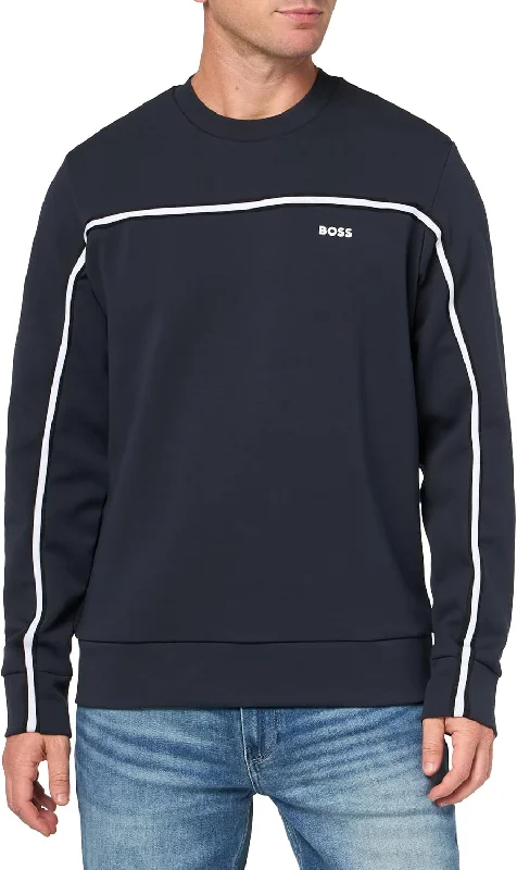 Soft Textures Hugo Boss Men's Salbo 1 Crew Neck Sweater, Blue