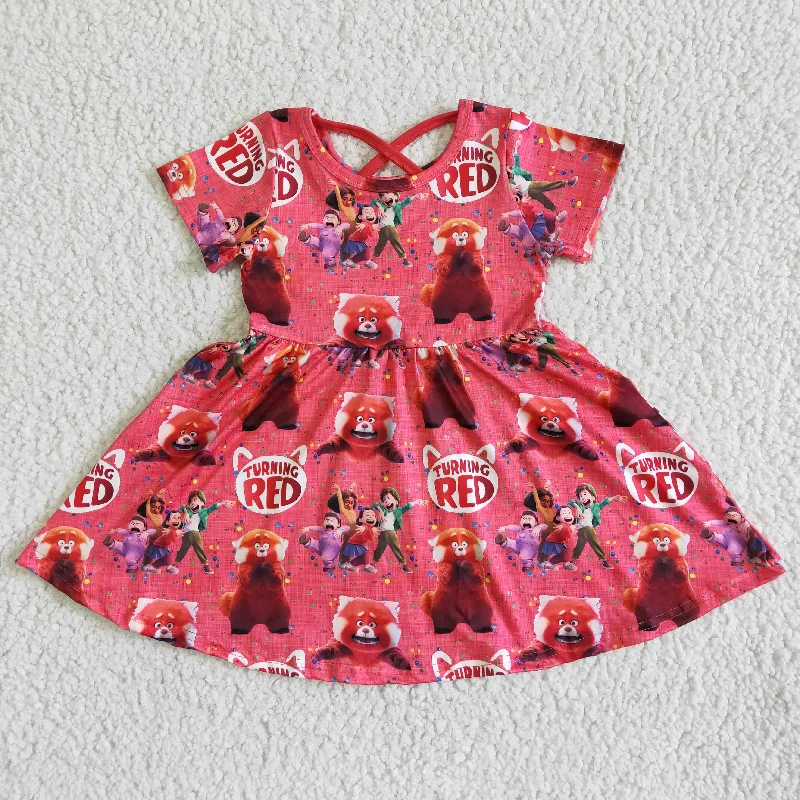 Sexy Fun GSD0059 Red Cat Cartoon Girls Short Sleeve Dresses