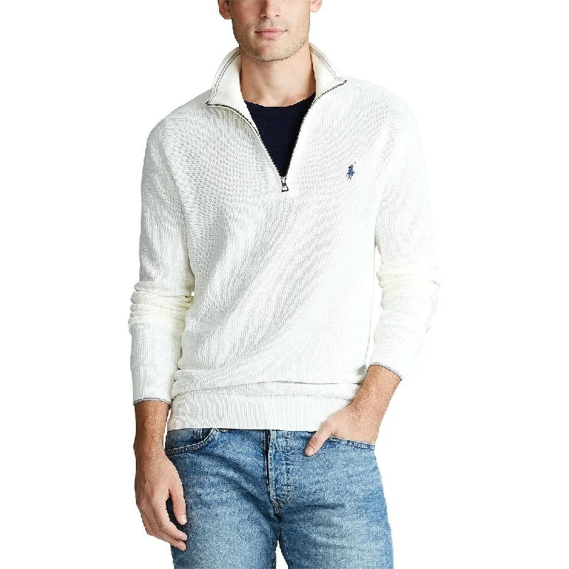 Comfortable Series Polo Ralph Lauren Men's Textured Quarter-Zip Sweater White Size Medium Comfortable Series Polo Ralph Lauren Men's Textured Quarter-Zip Sweater White Size Medium
