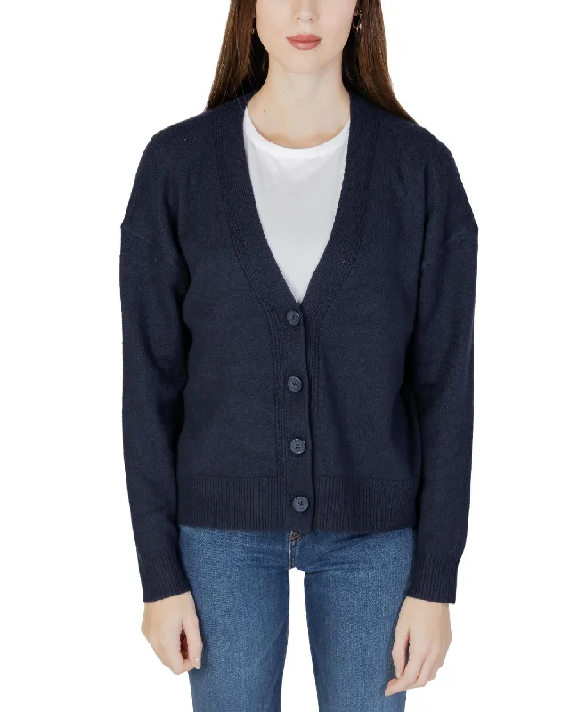 Embroidery Design Street One  Women's Knit Cardigan - Dark Blue