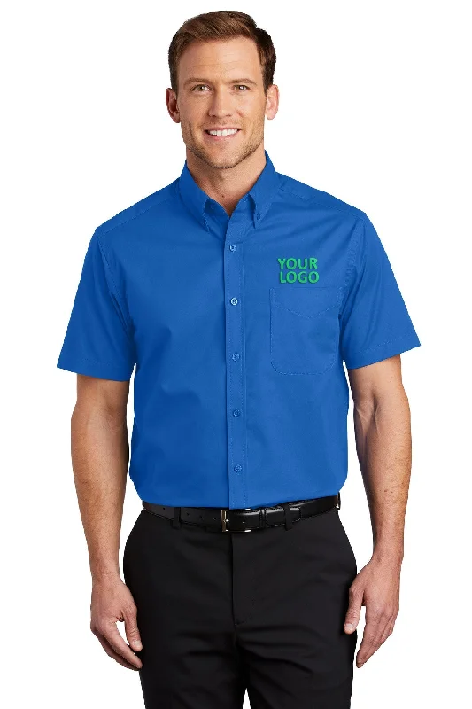 Single-shoulder Neck Design Port Authority Short Sleeve Easy Care Custom Shirts, Strong Blue Single-shoulder Neck Design Port Authority Short Sleeve Easy Care Custom Shirts, Strong Blue