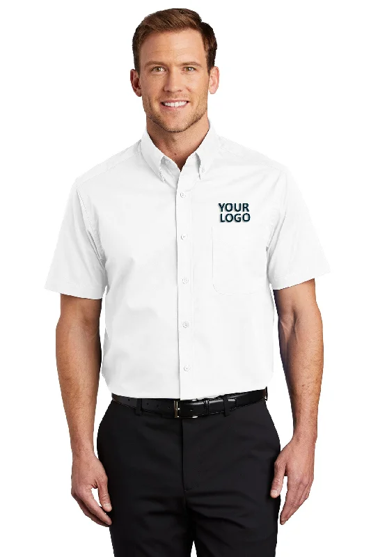 Design Perception Port Authority Short Sleeve Easy Care Custom Shirts, White/Light Stone Design Perception Port Authority Short Sleeve Easy Care Custom Shirts, White/Light Stone