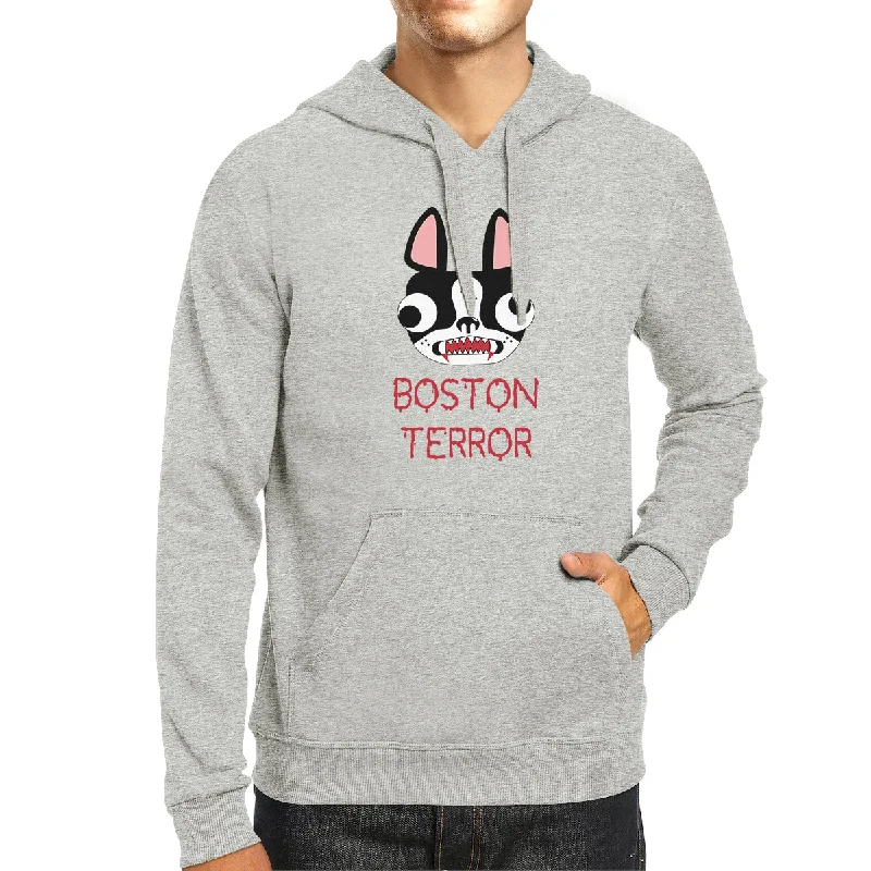 Comfortable down Boston Terror Terrier Grey Hoodie