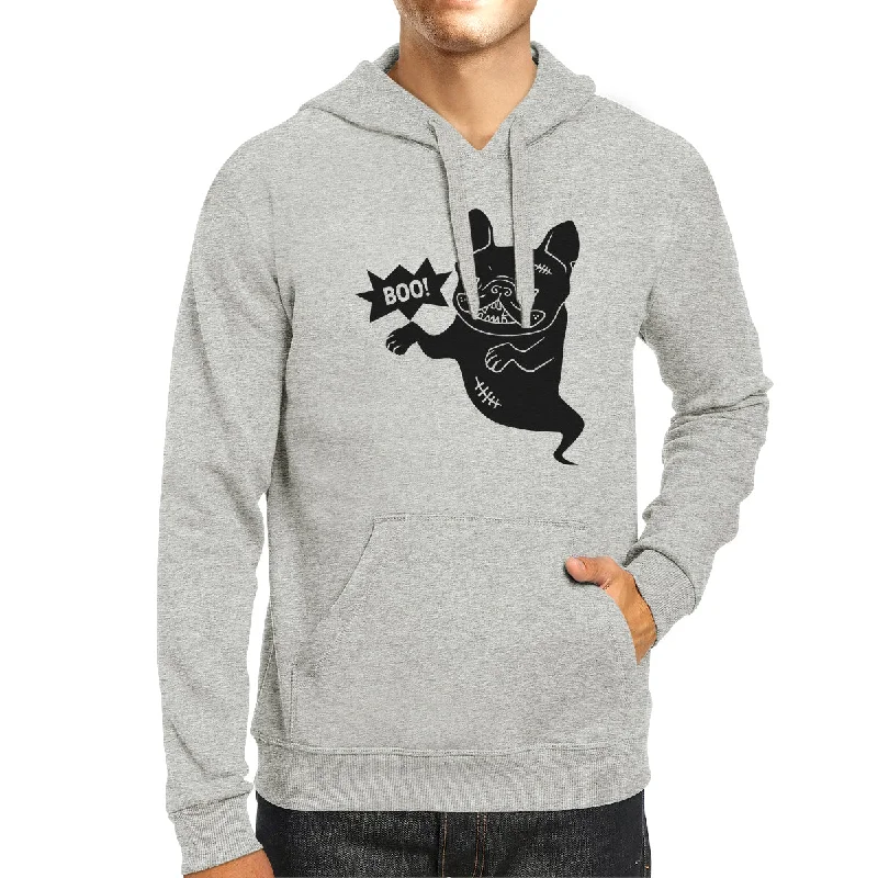 Sports Cool Boo French Bulldog Ghost Grey Hoodie