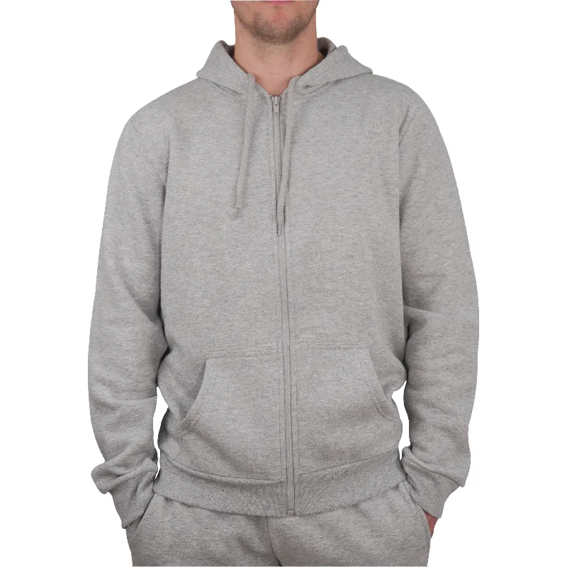 Fashionable And Versatile More Mile Vibe Mens Full Zip Fleece Hoody - Grey