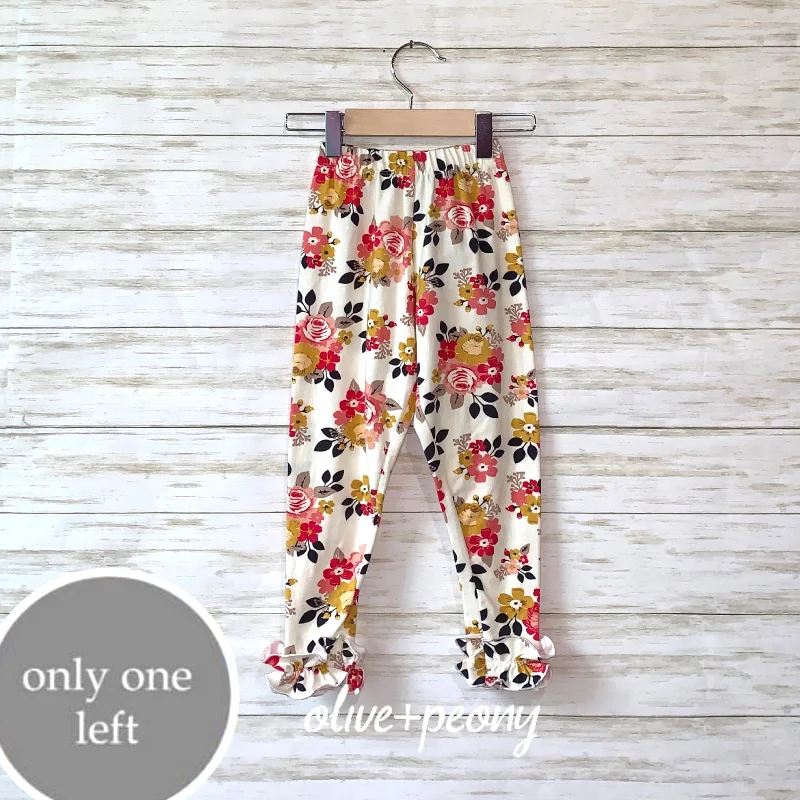 Fashionable And Versatile Autumn Floral Ruffle Leggings