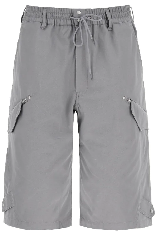 Youthful Y-3 Men's Canvas multi-Pocket Bermuda Shorts.