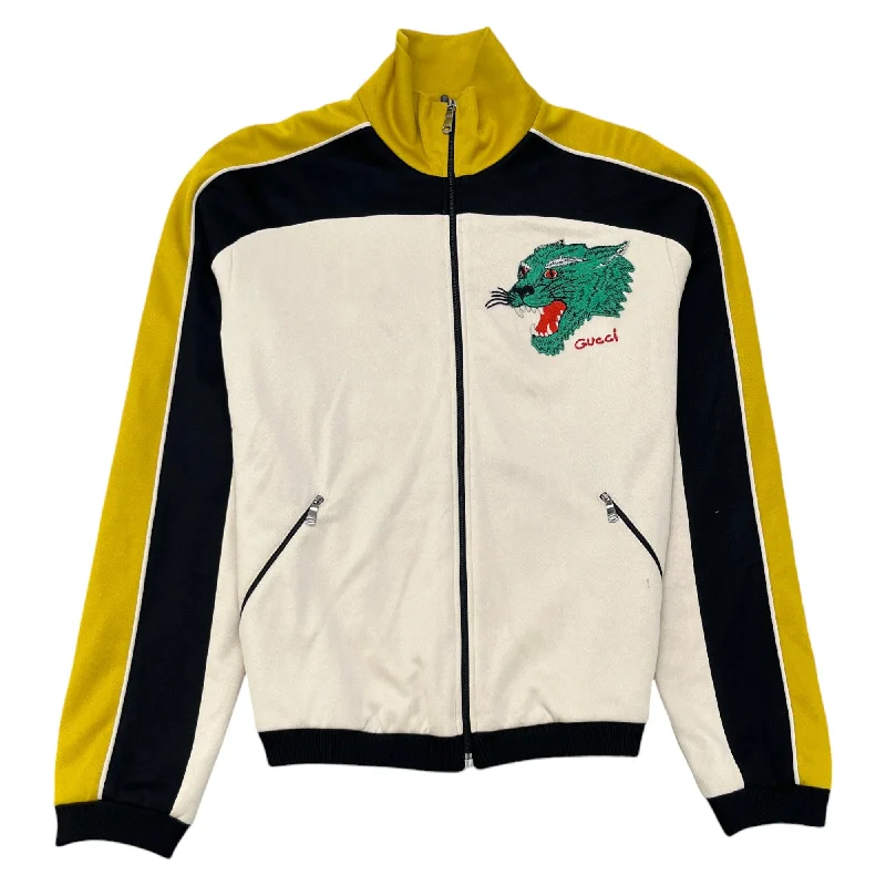 Carefree Style Men's Embroidered Logo Track Jacket Cream Size M