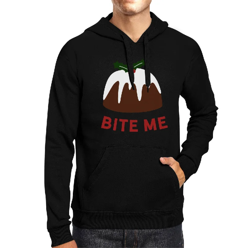 Relaxed And Casual Bite Me Christmas Hoodie Cute Holiday Hooded Pullover Fleece