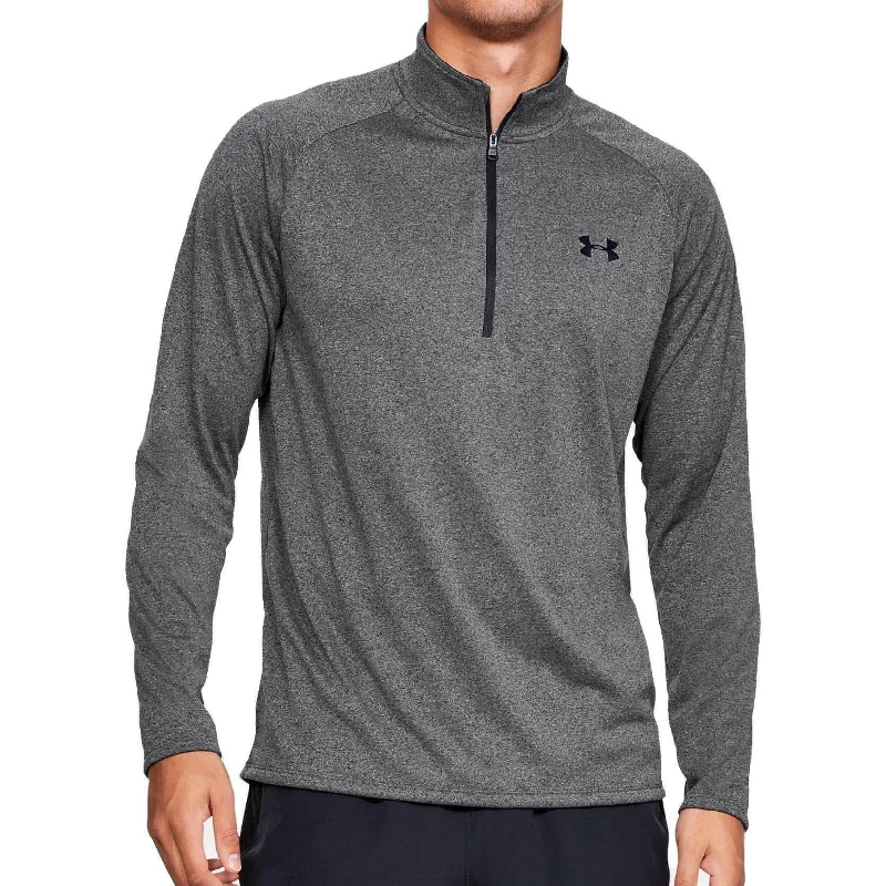 French Retro Under Armour Tech Half Zip Long Sleeve Mens Training Top - Grey