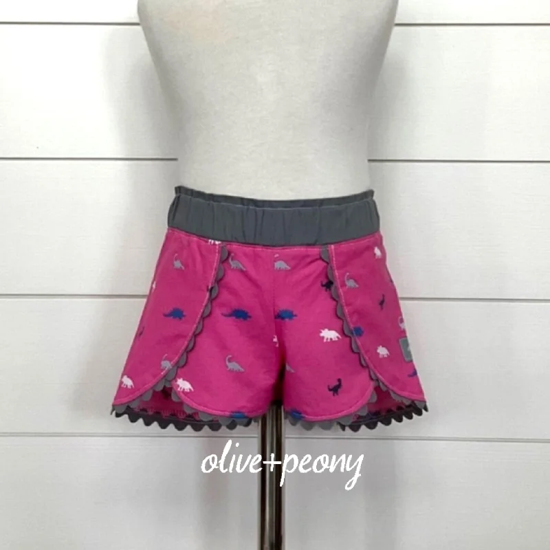 Classic Retro Preppy Pink Dino Petal Shorties