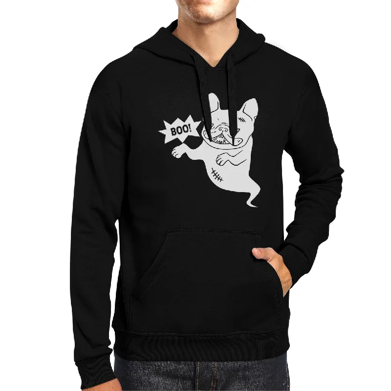 High-quality Fabrics Boo French Bulldog Ghost Black Hoodie