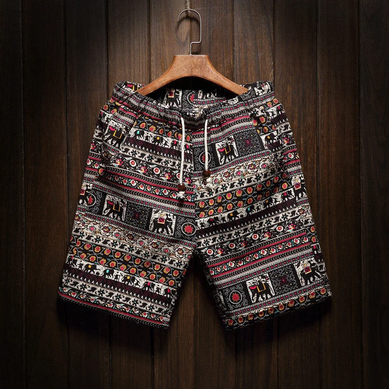 French Style Men's beach shorts personality printing summer thin section breathable comfort casual men's linen shorts large size M-5XL French Style Men's beach shorts personality printing summer thin section breathable comfort casual men's linen shorts large size M-5XL