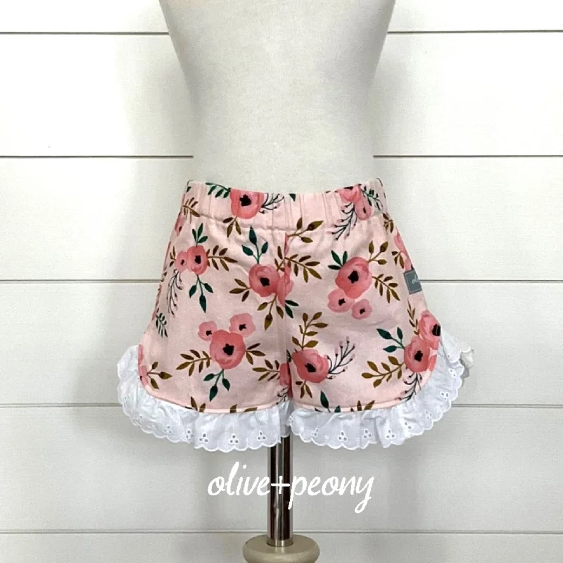 Advanced Customization Blushing Pink Poppy Lace Shorts