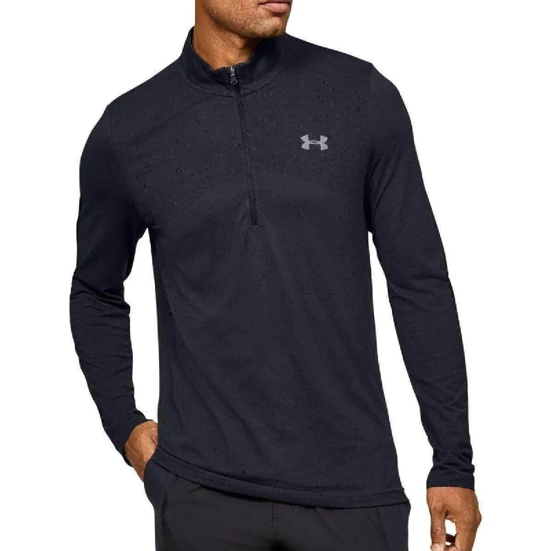Street Fashion Under Armour Seamless Half Zip Long Sleeve Mens Training Top - Black