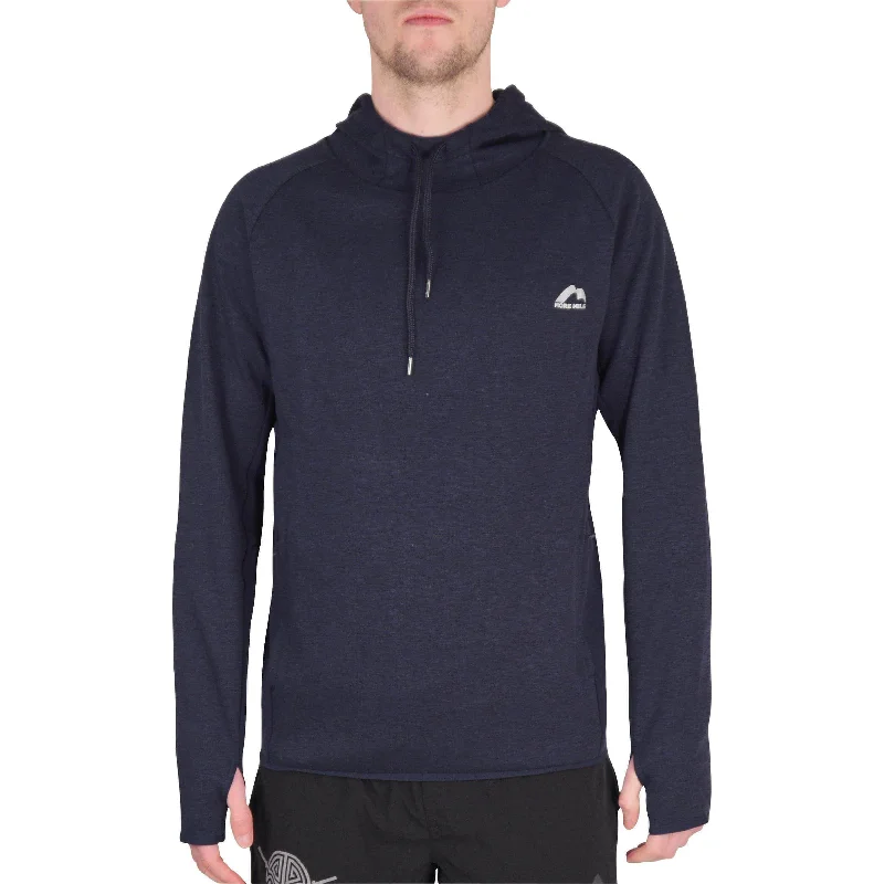 Lazy Style More Mile Marl Mens Running Hoody - Blue