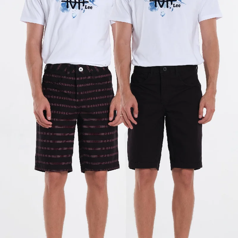Elegant And Noble MENS REVERSIBLE PLAIN & STRIPES SHORTS